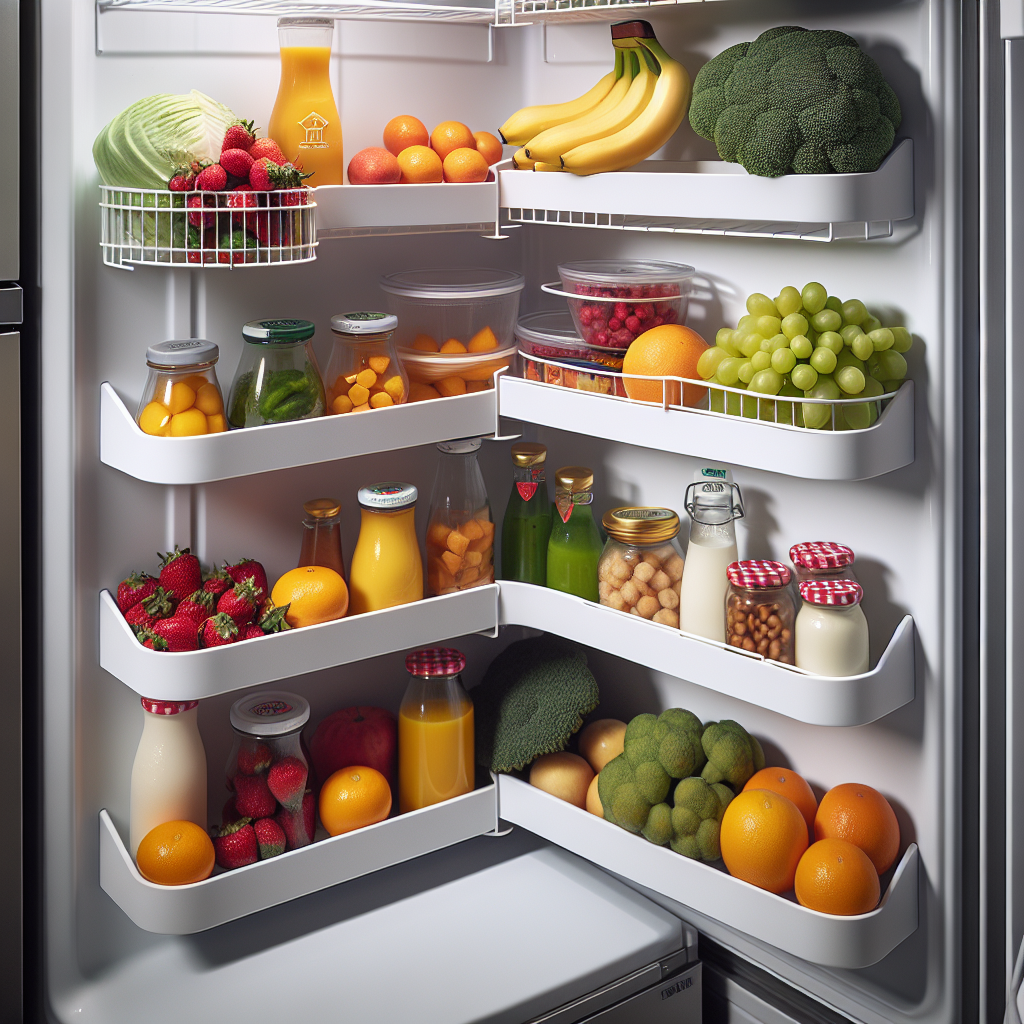 냉장고 코너 선반 활용, 보기 좋고 꺼내기 쉬운 수납 구조