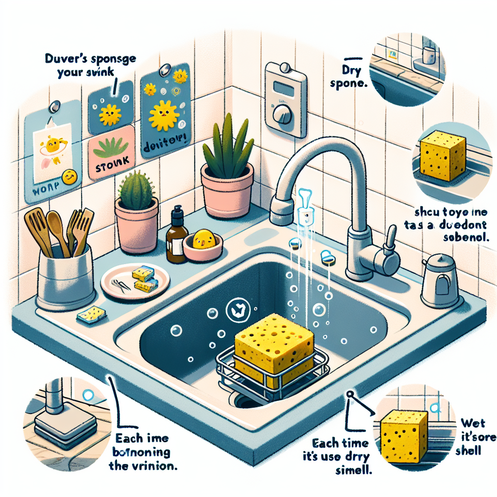 싱크대 젖은 수세미 냄새 예방, 건조 환경만 바꿔도 해결되는 요령