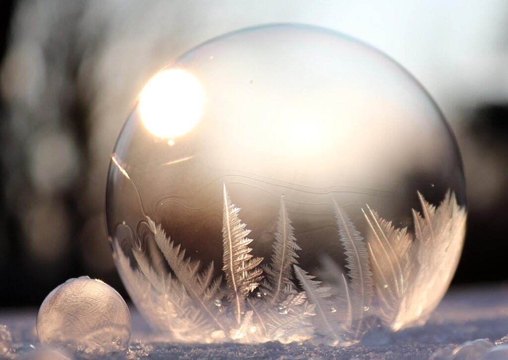 bubble wrap insulation on apartment window in winter