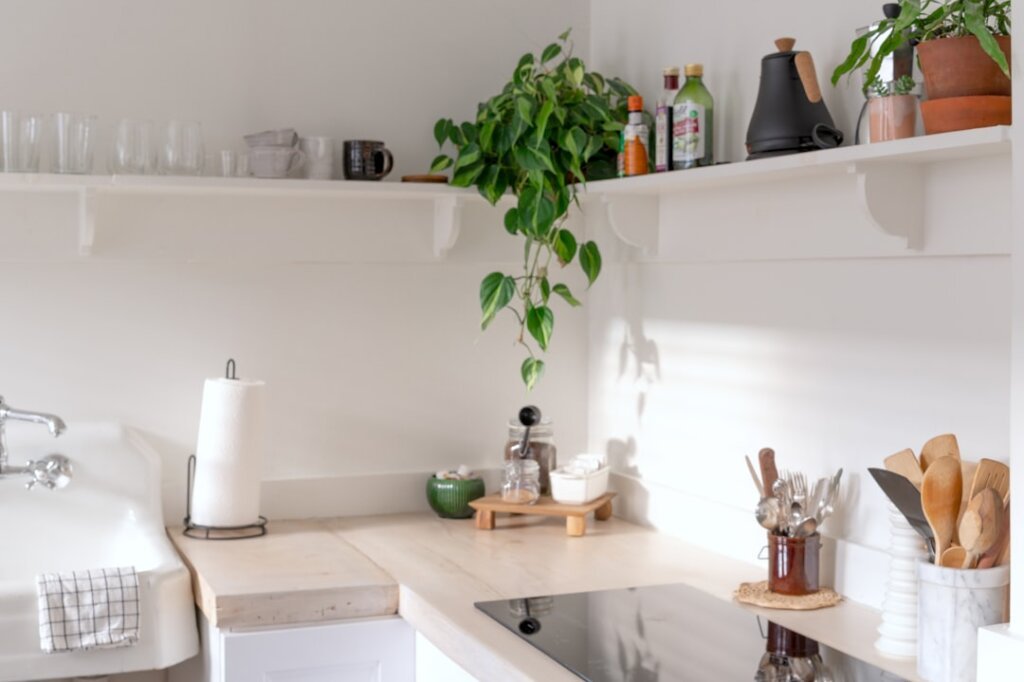 three natural cleaning ingredients baking soda percarbonate sesquicarbonate displayed on kitchen counter