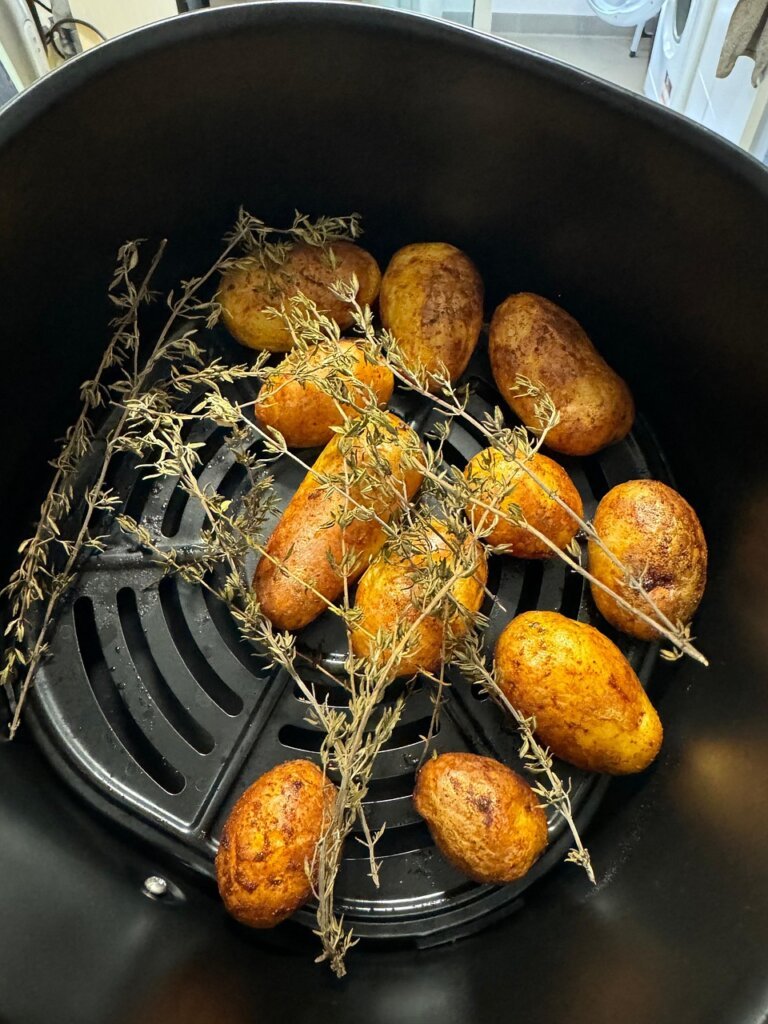 air fryer interior with grease buildup