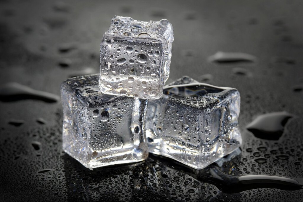 minced garlic in silicone ice cube tray freezing
