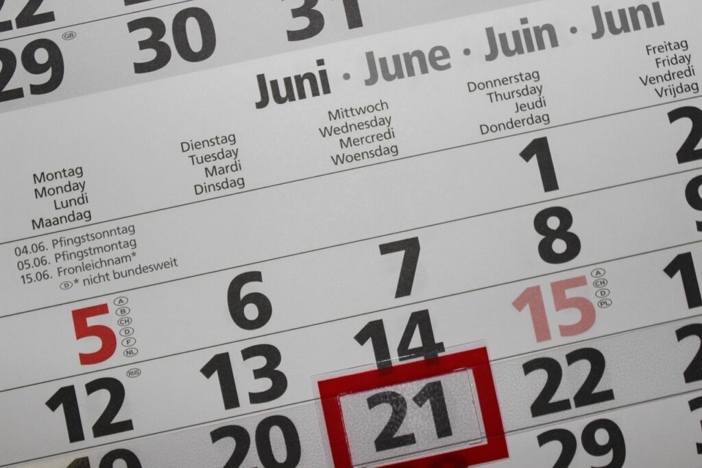 calendar with monthly cleaning reminder marked