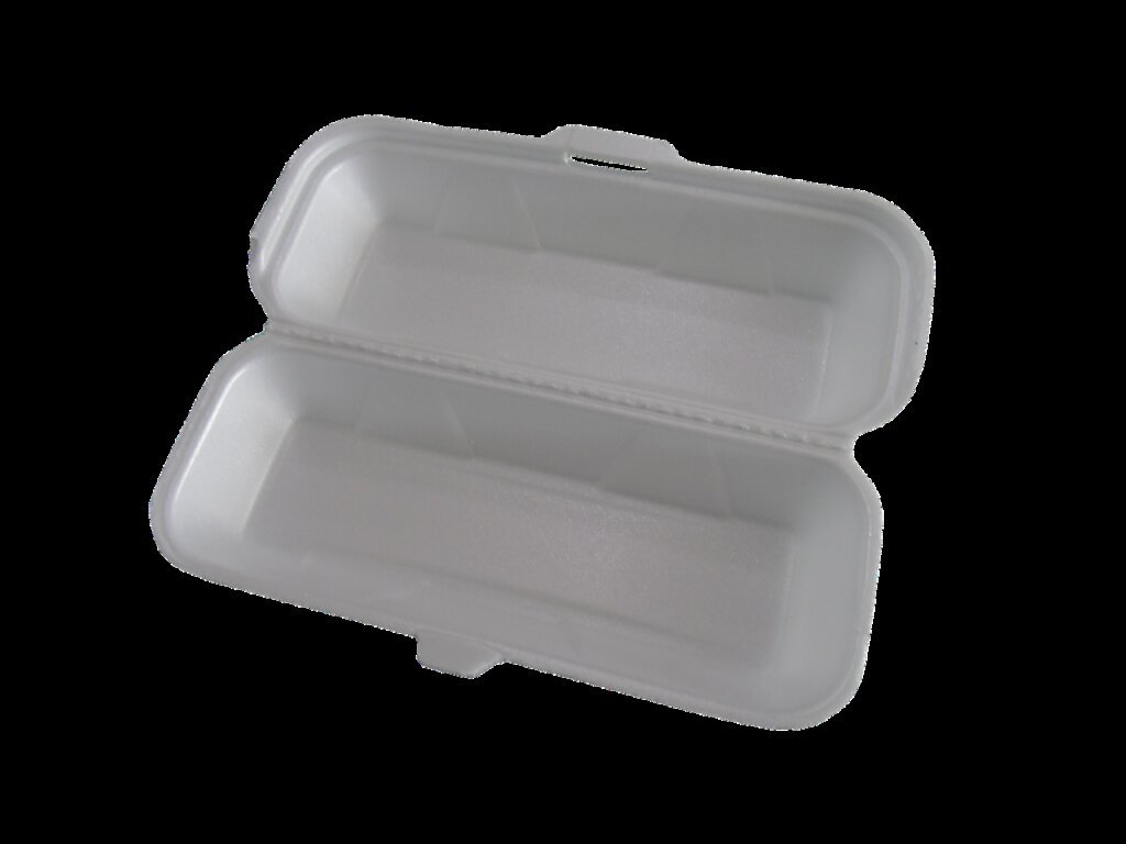 styrofoam box with PS6 recycling mark closeup