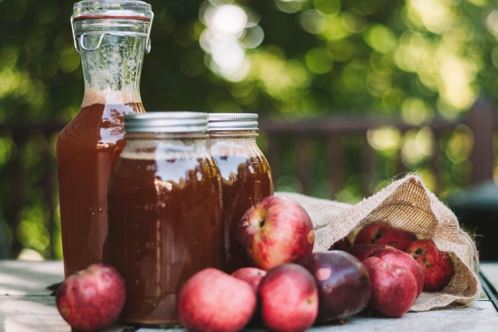 DIY apple cider vinegar fruit fly trap with plastic wrap and holes