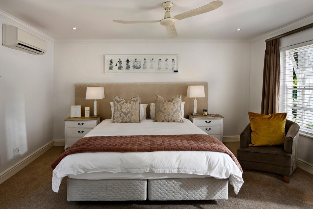 bedroom with blackout curtains closed during daytime summer